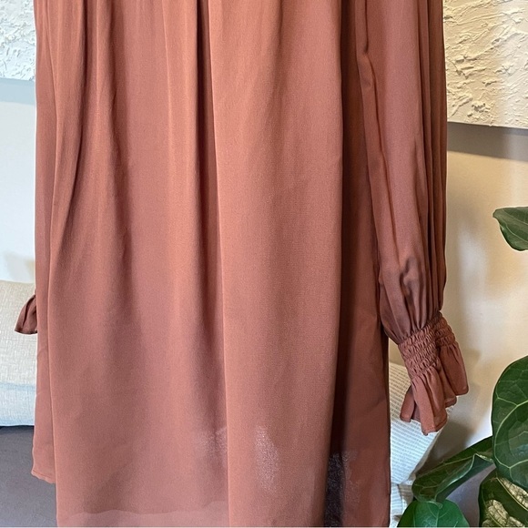 Reformation Jourdan Long Sleeve Mini Dress in Cinnamon Brown Sz Small - Picture 5 of 10